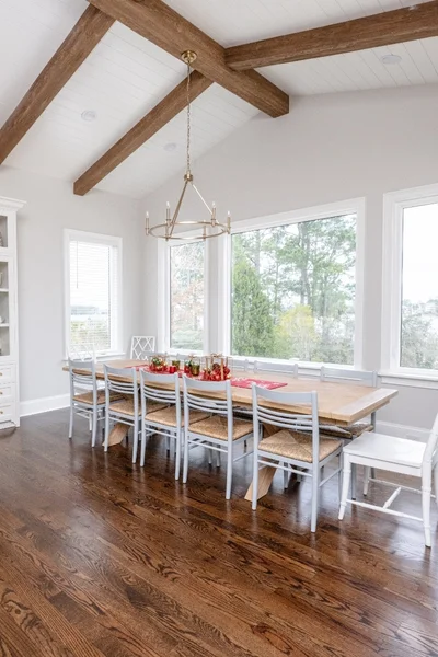 Dining area with Christmas theme during the holidays by Tru2Word Contracting in Mt. Pleasant, SC.